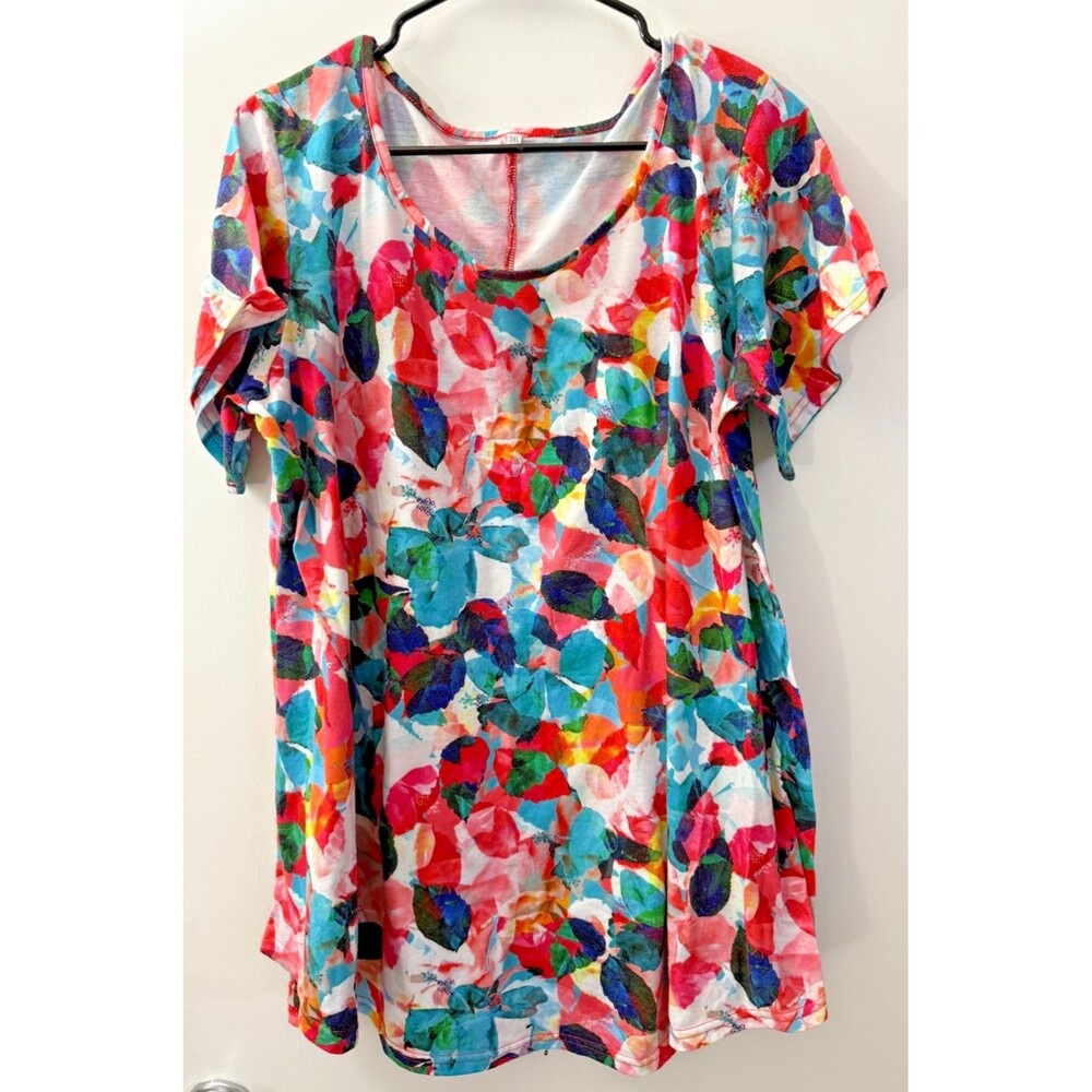 Colorful Hippie Boho TunicTop Women's Plus 3X 3XL Shabby Chic Long Length